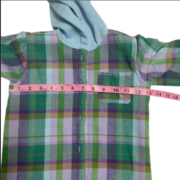 Buffalo Plaid Toddler Girl Hooded Jacket/Shacket with Sherpa Lining - Picture 6 of 7